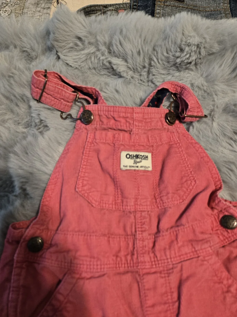 OshKosh B'gosh Pink Corduroy Floral Lined Overalls 18-24M